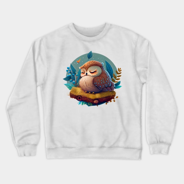 The sleeping owl Crewneck Sweatshirt by lightsonfire